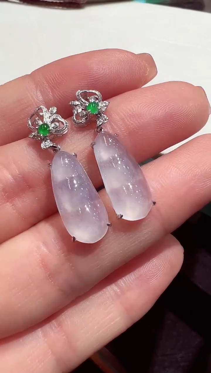 【闪购商品】翡翠耳坠18K金镶嵌翡翠耳坠