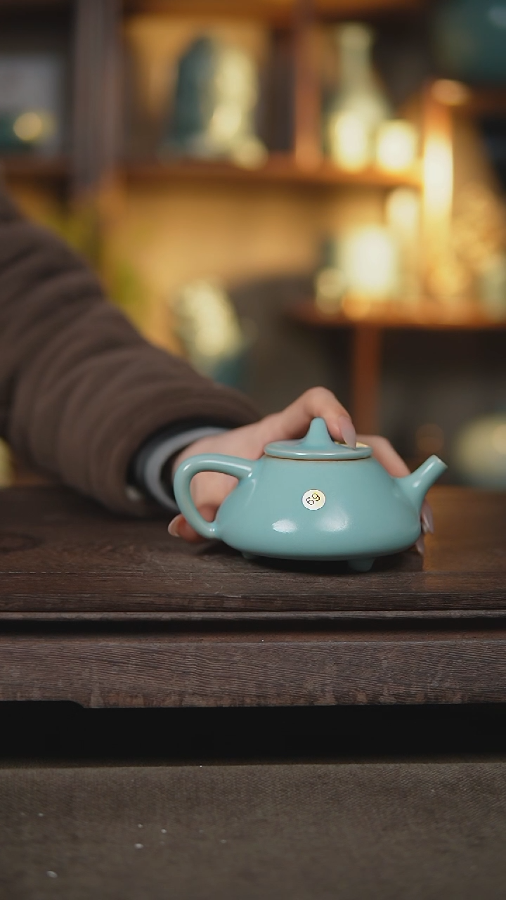 【闪购商品】杯仿古天青精工石瓢壶大瑕69