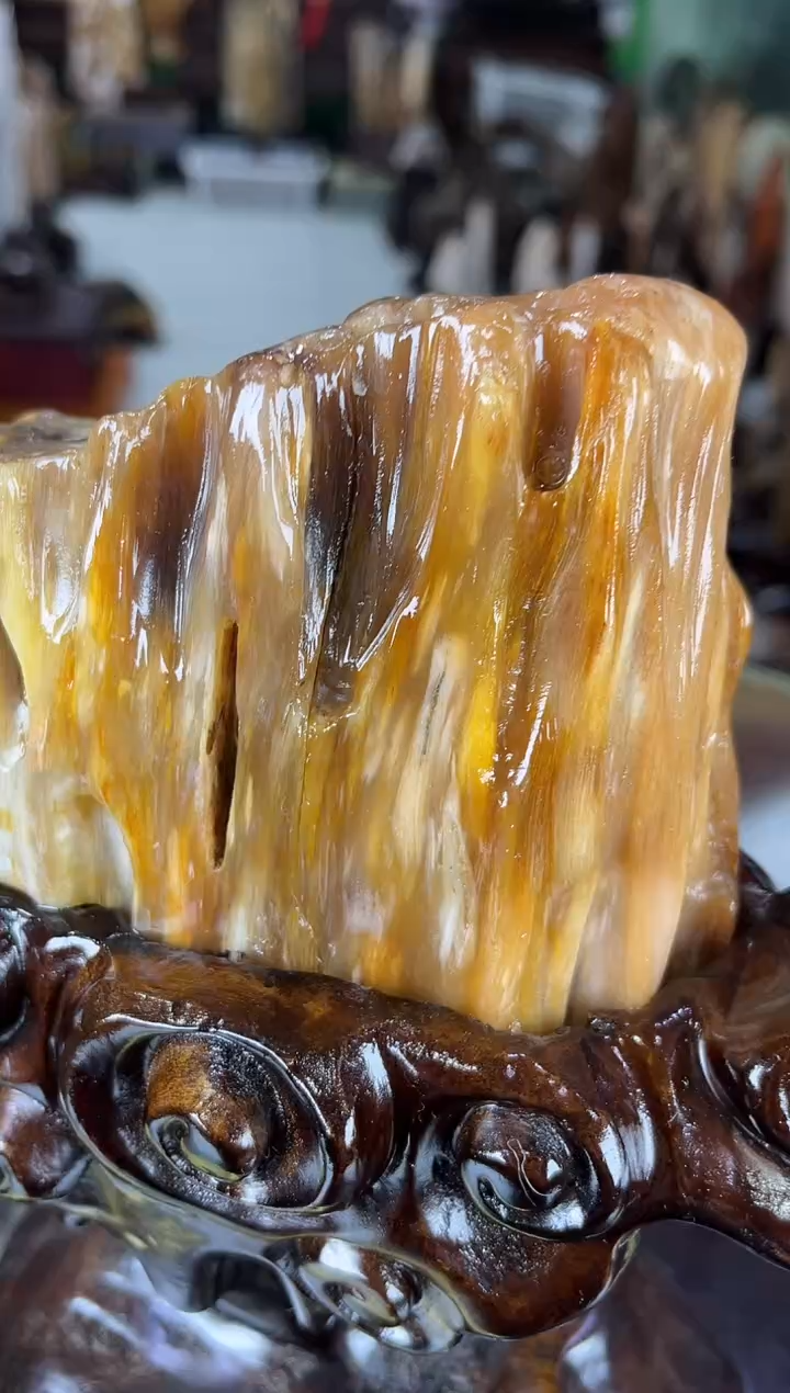 缅甸天然树化玉摆件