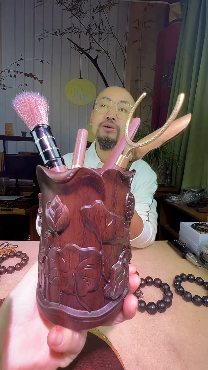 风车木（黑檀木）笔筒加5件套