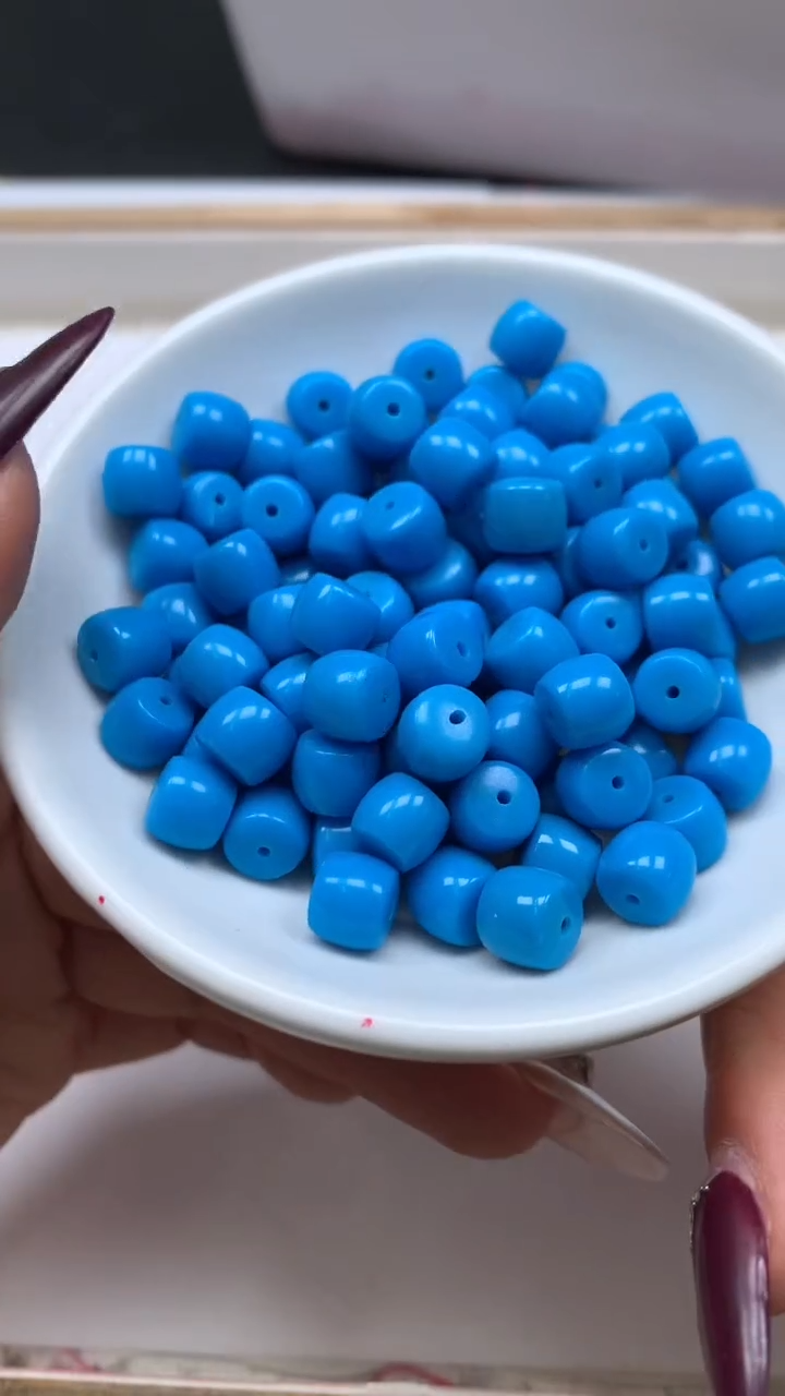 未镶嵌玛瑙手饰E144 高瓷蓝7*8mm10个9.9元