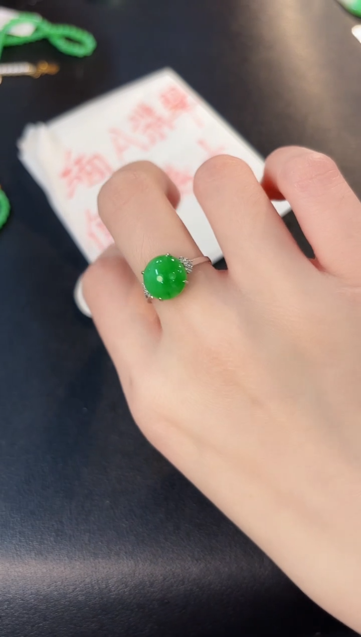 【闪购商品】翡翠戒指18K金镶嵌缅料A货/支持复检/一件