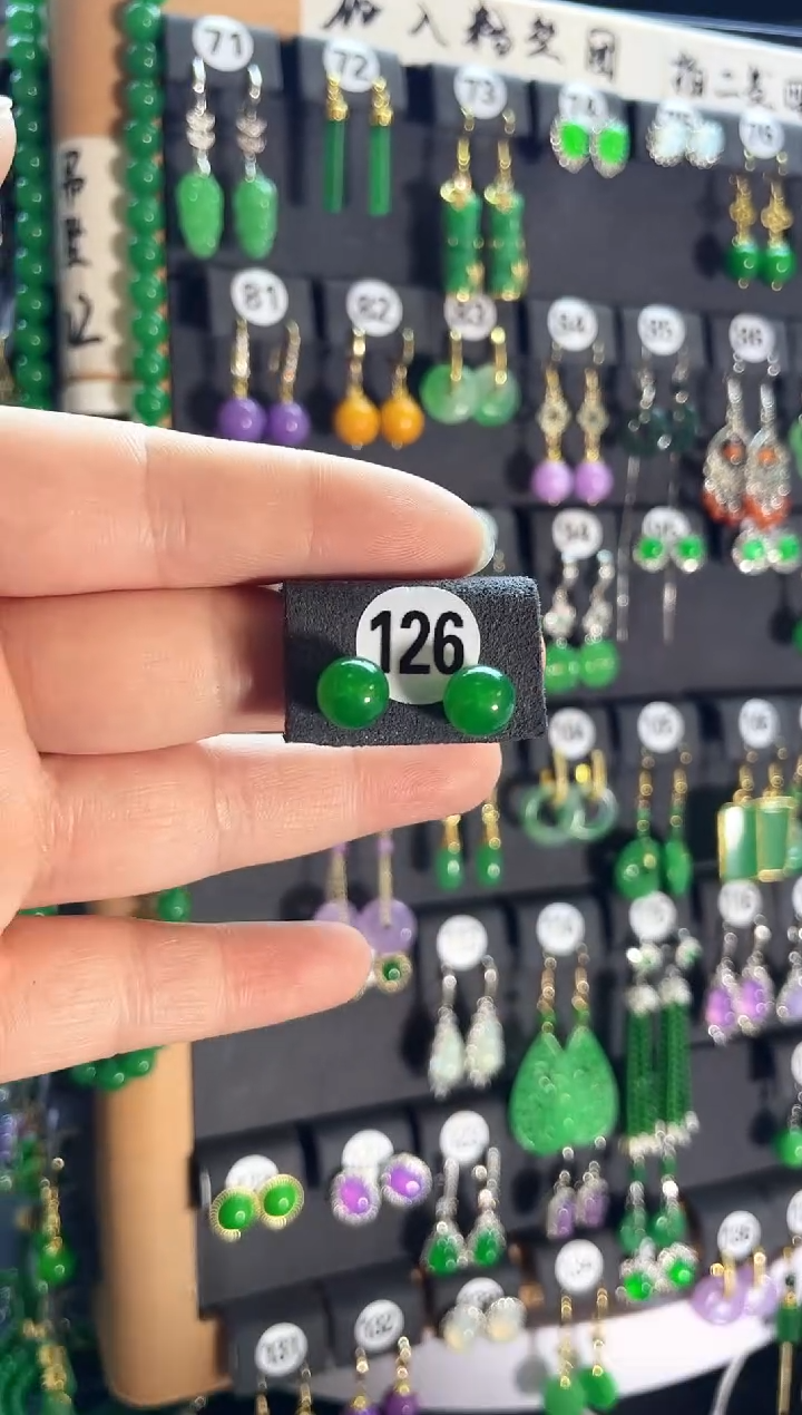 【闪购商品】翡翠耳饰银S925镶嵌老126.