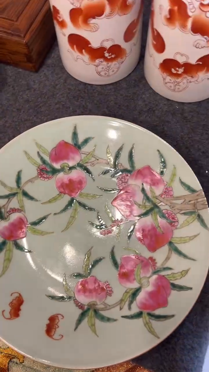 摆件瓷摆件瓷摆件瓷摆件桃青盘