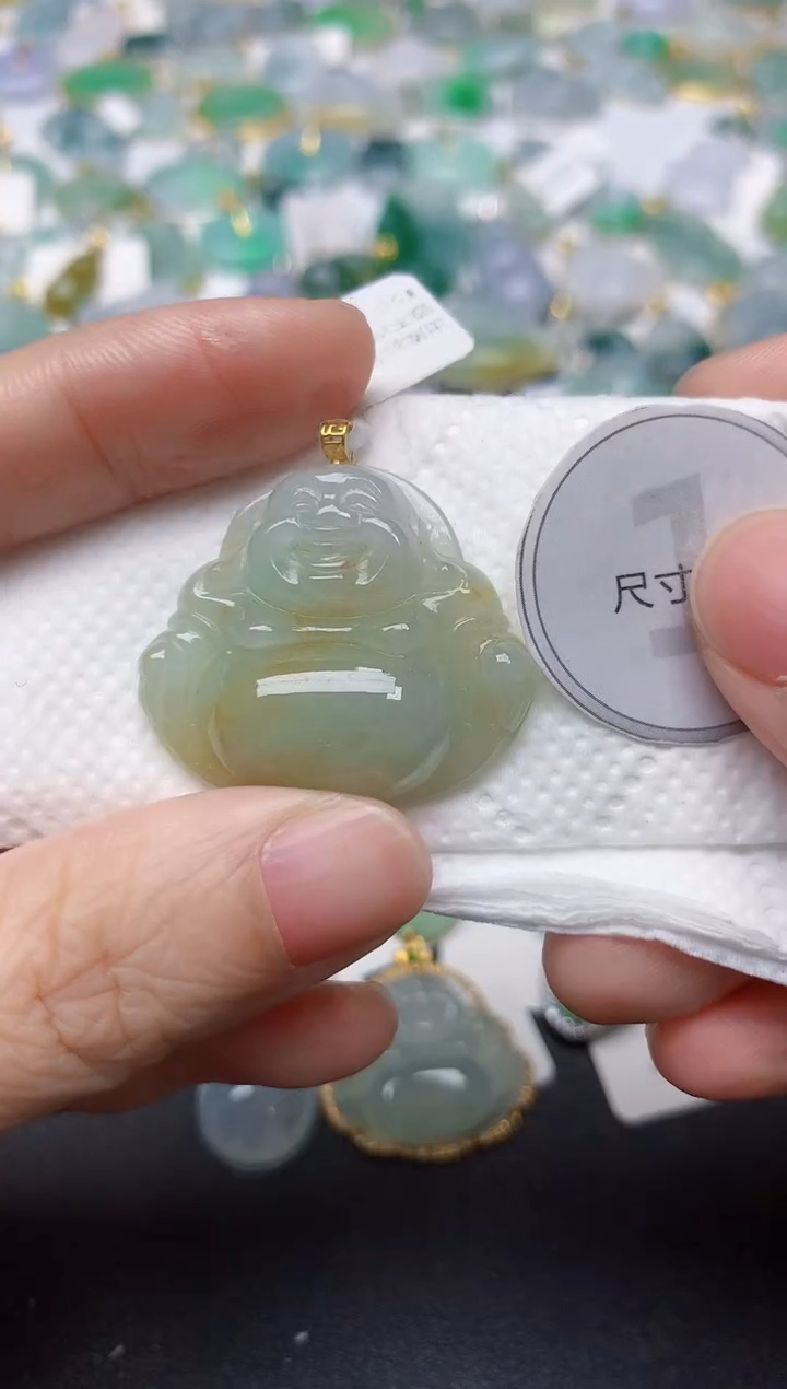 颈饰18K金镶嵌翡翠天然缅甸A货翡翠