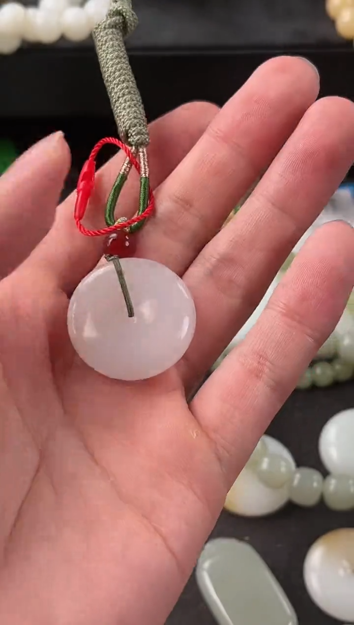 【闪购商品】和田玉平安扣未镶嵌且末天泰白玉平安扣微色差