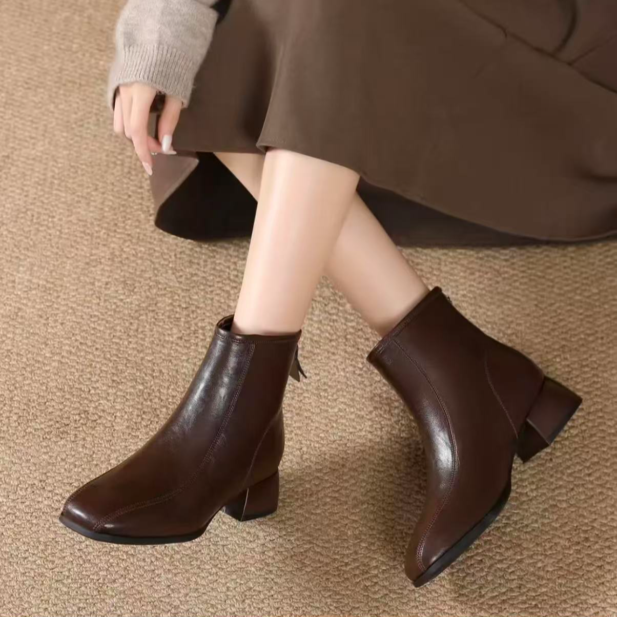 【断码品牌力荐】秋冬新款百搭时尚加绒加厚舒适高级设计感靴子N188