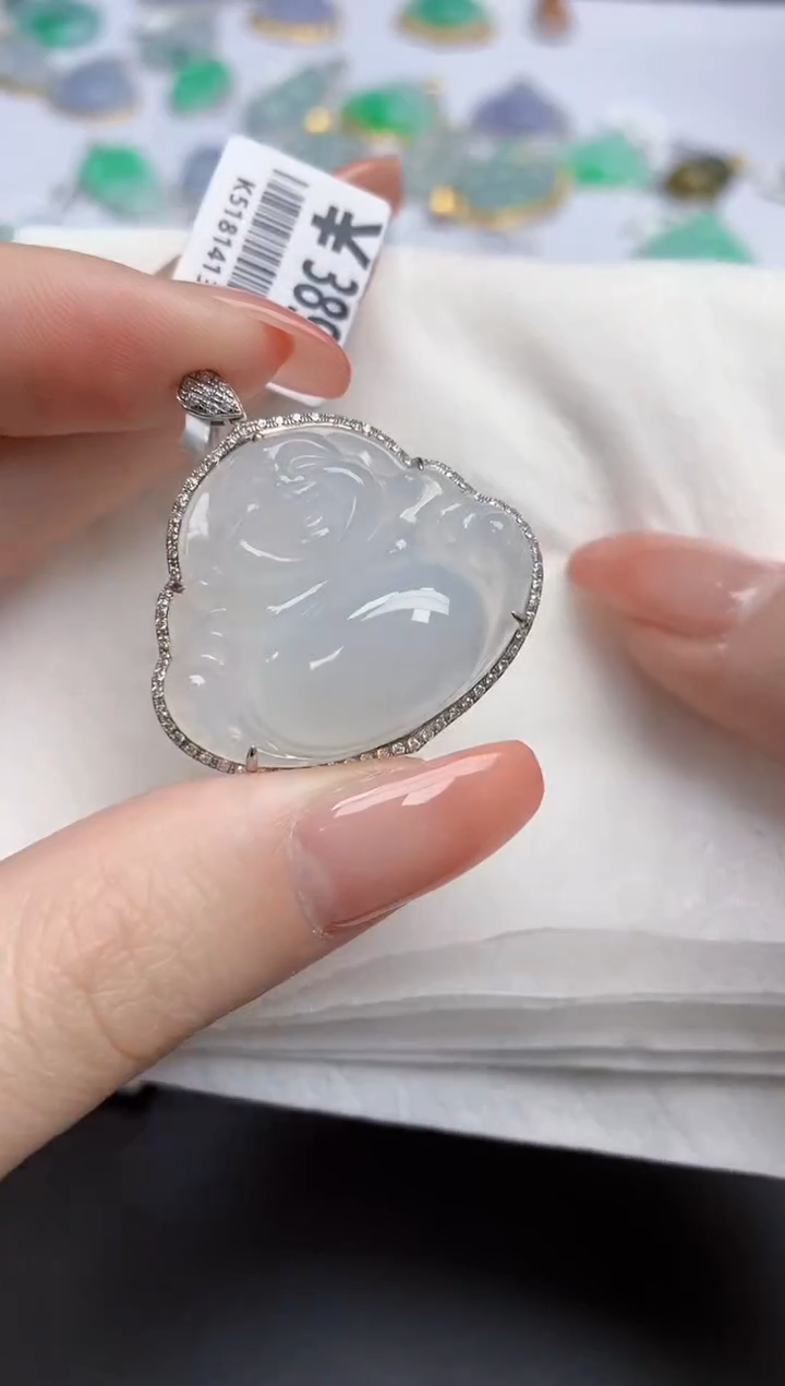 【闪购商品】翡翠颈饰18K金镶嵌天然缅甸翡翠A货