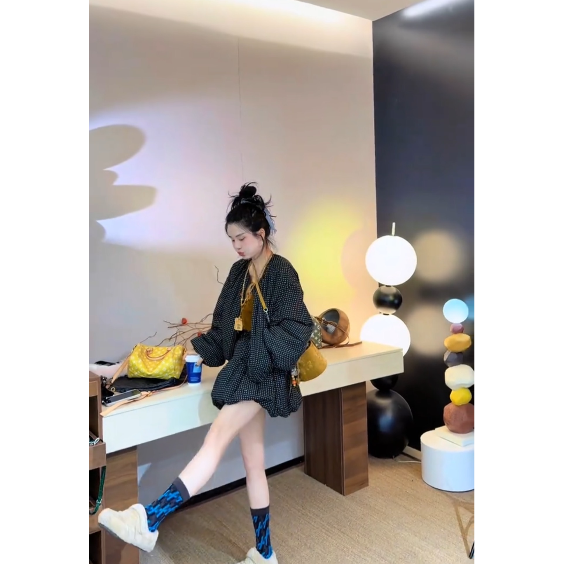 李豆儿 小众定制 慵懒风花苞裙加棉两件套套装