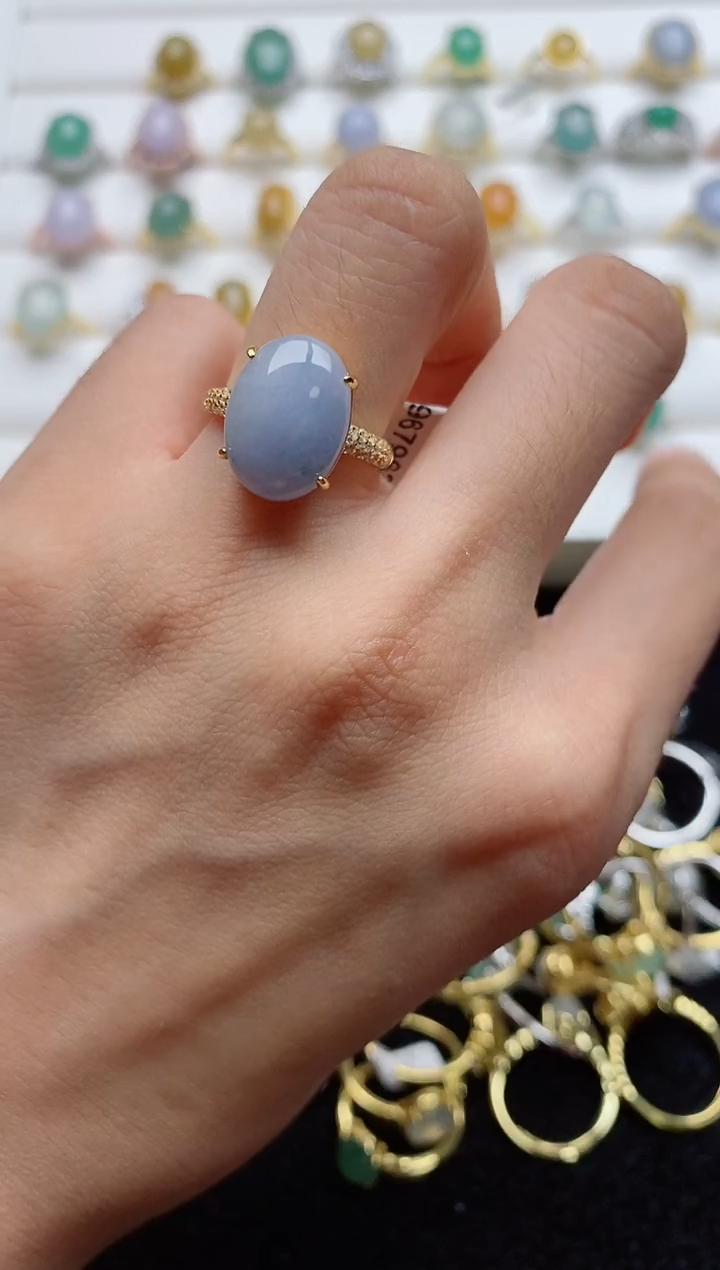 翡翠戒指银S925镶嵌.