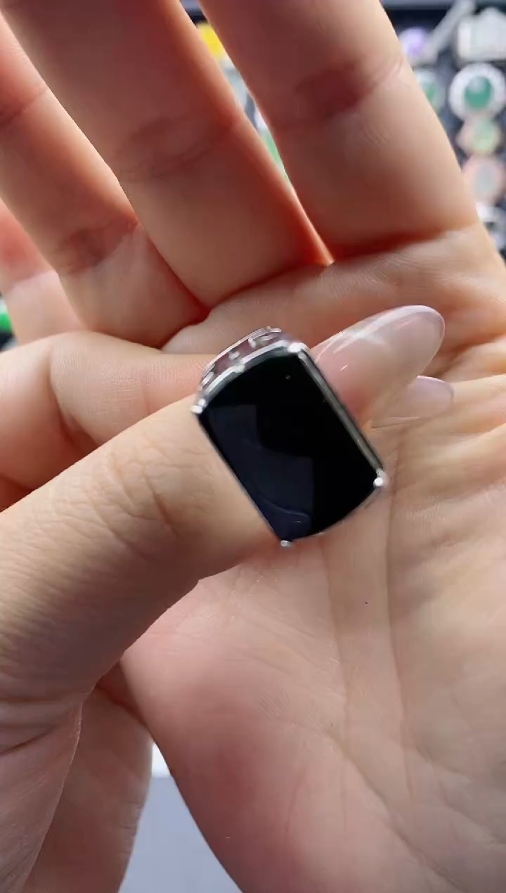 【闪购商品】翡翠戒指银S925镶嵌天然翡翠男戒