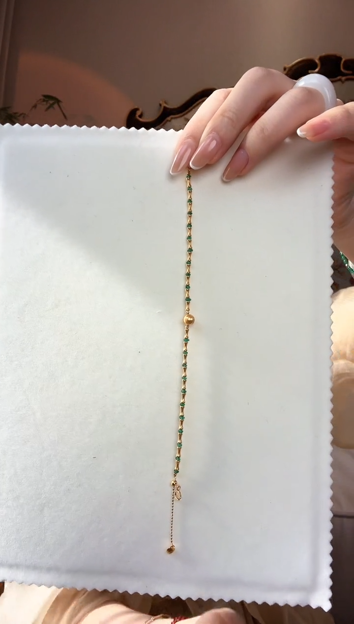 【闪购商品】祖母绿手链18K金镶嵌祖母绿手链