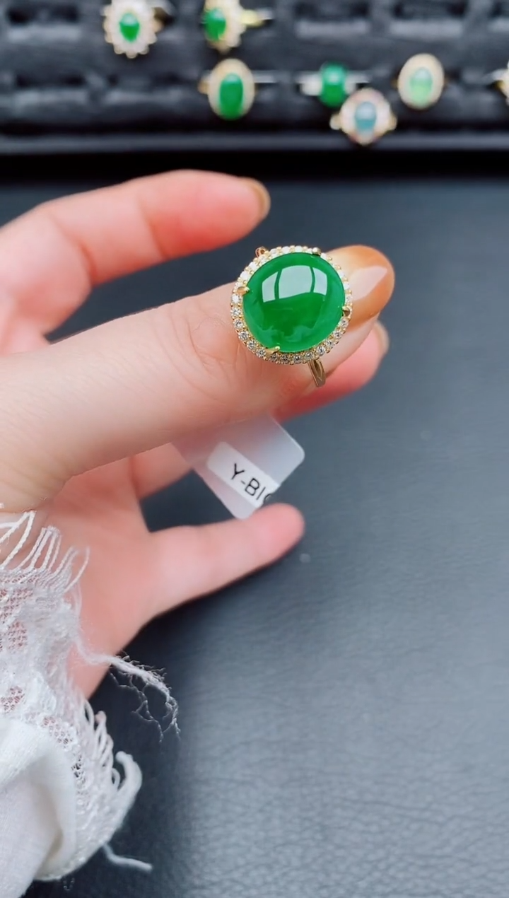 【闪购商品】翡翠戒指银S925镶嵌天然a货翡翠132