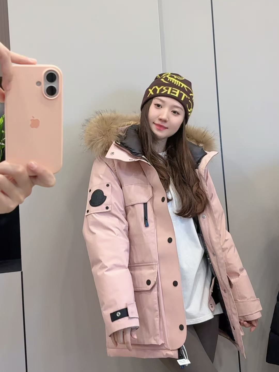 【雷】外贸订单加厚冬季简约百搭滑雪真毛领派克服男女同款
