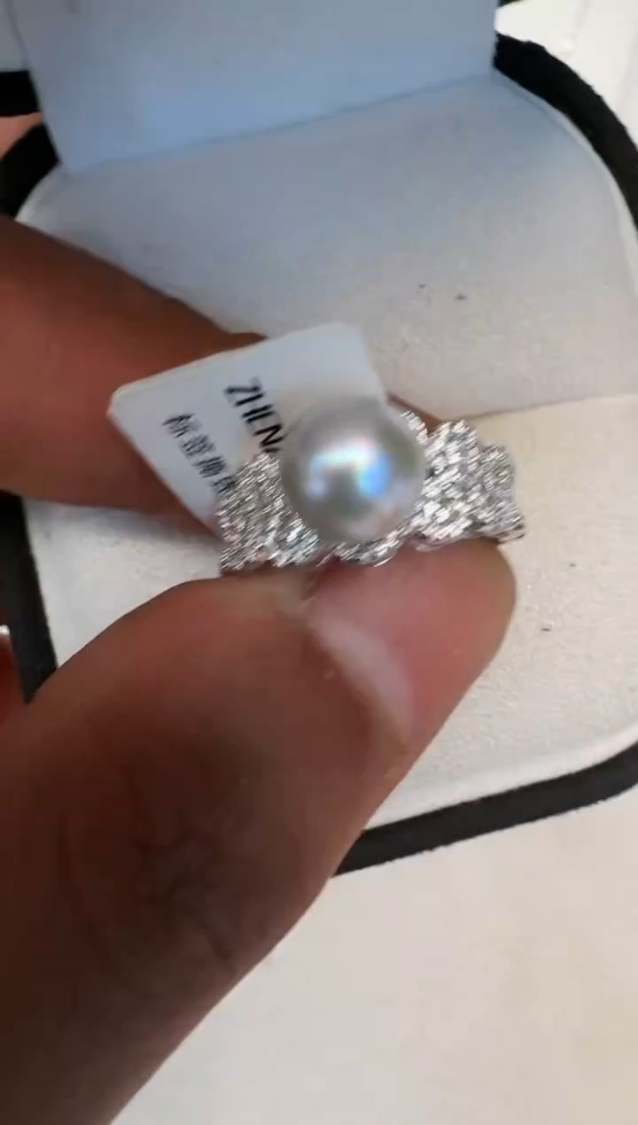 海水珍珠银S925镶嵌戒指戒指