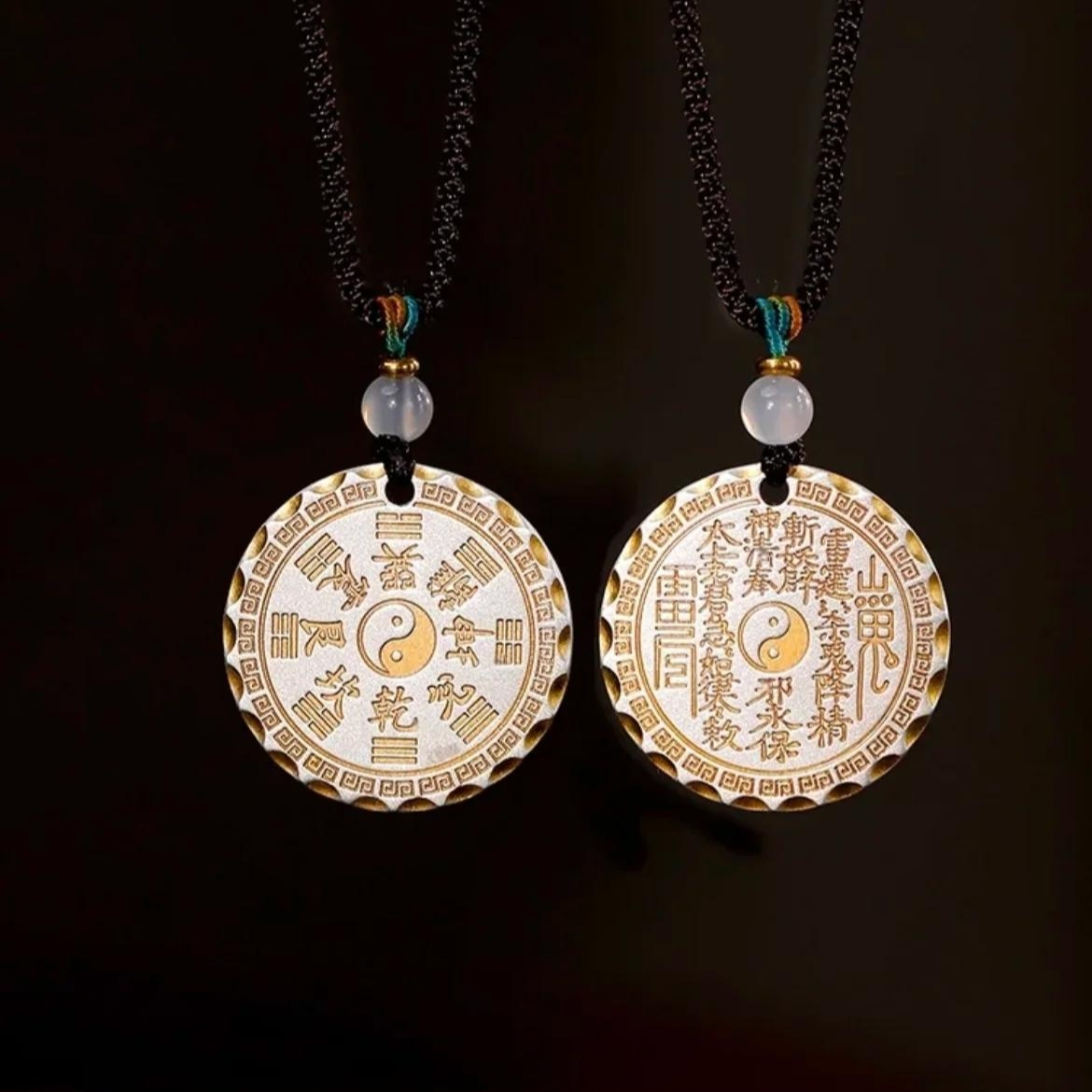 吊坠足银 山鬼花钱黄财神双面古法男女同款百搭古风手工坠链国潮