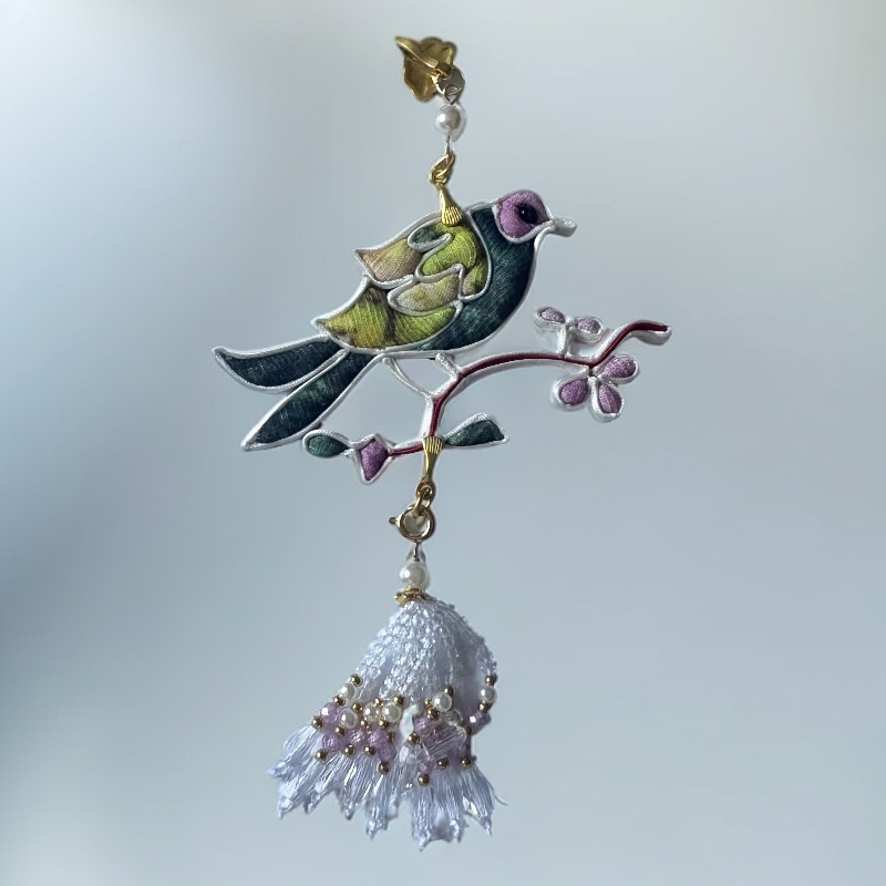 非金属布艺吊坠 Y0031非遗手工盘扣新中式国风国潮风小鸟压襟饰品