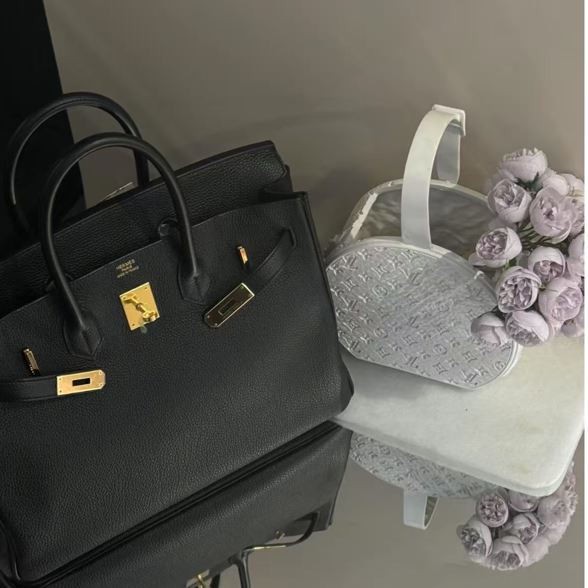 95新 Hermes/爱马仕  birkin35 黑金 togo皮 框O刻