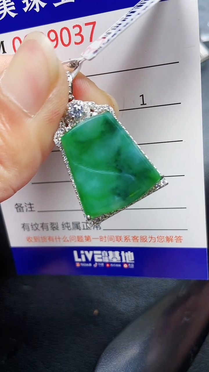 颈饰银S925镶嵌翡翠9037