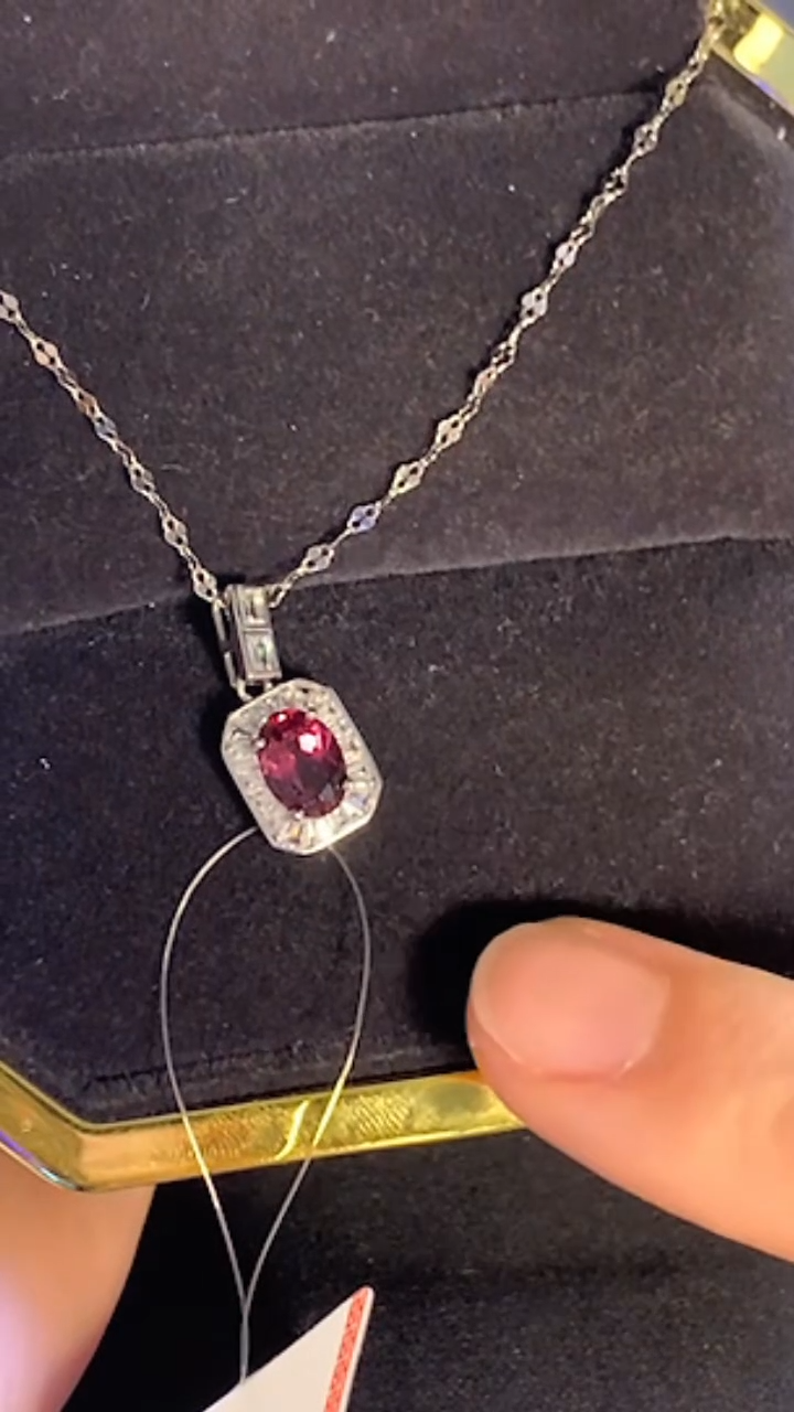 银S925镶嵌颈饰石榴石87-37