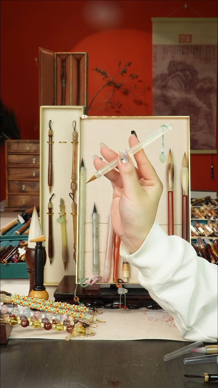 270号闪孤品高货毛笔链接 清水试笔 蘸墨不退