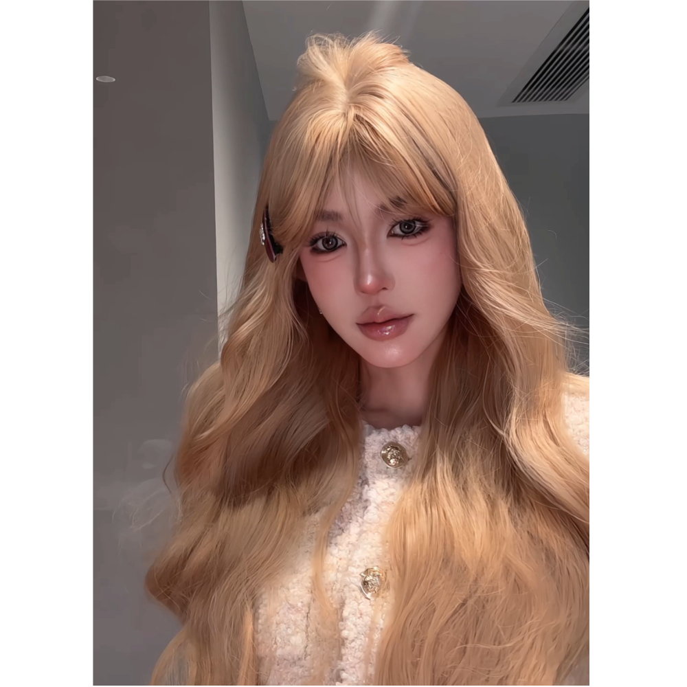 【umia专属】精修假发米金色女生全头套长卷发甜美网感风夏季显白