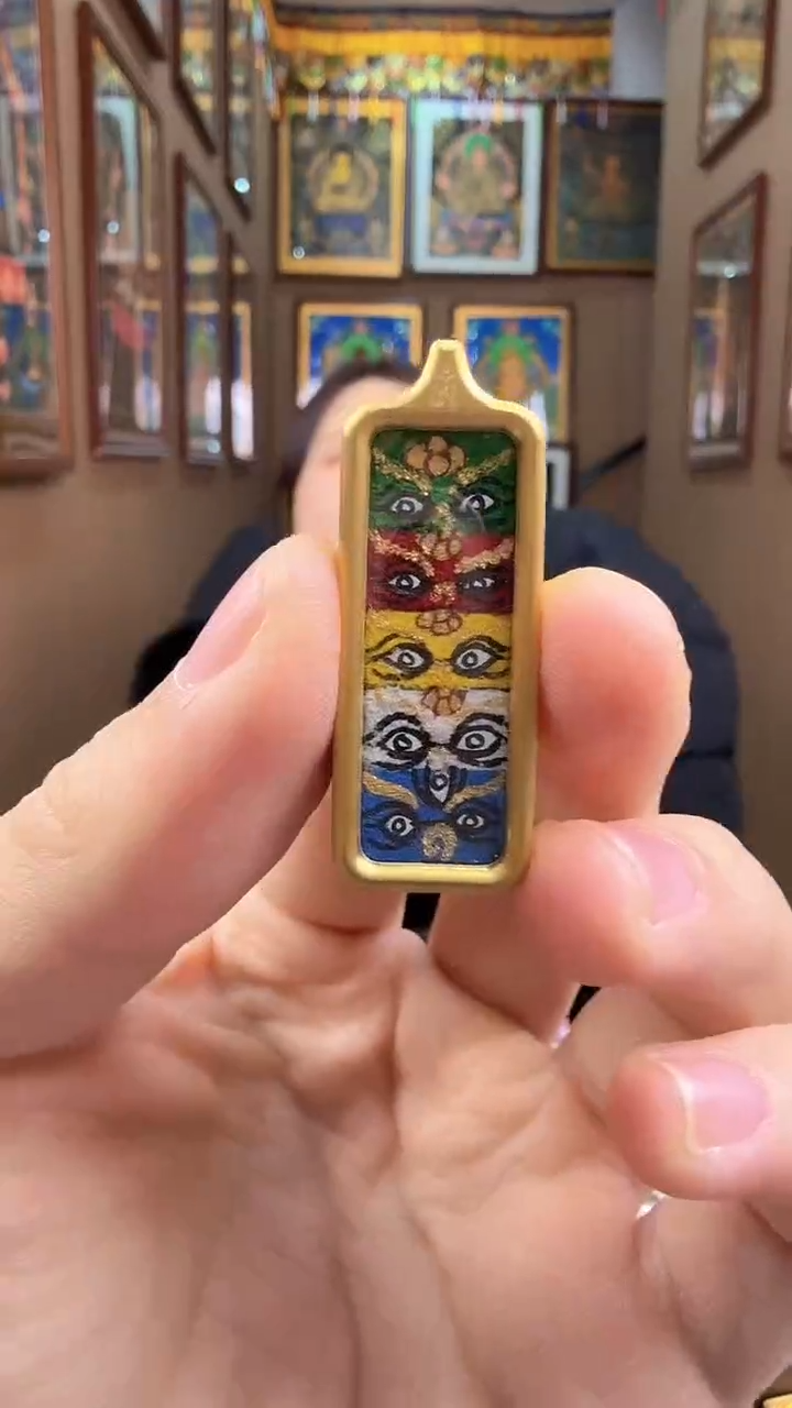 吊坠五路财神眼-热贡纯手绘唐卡