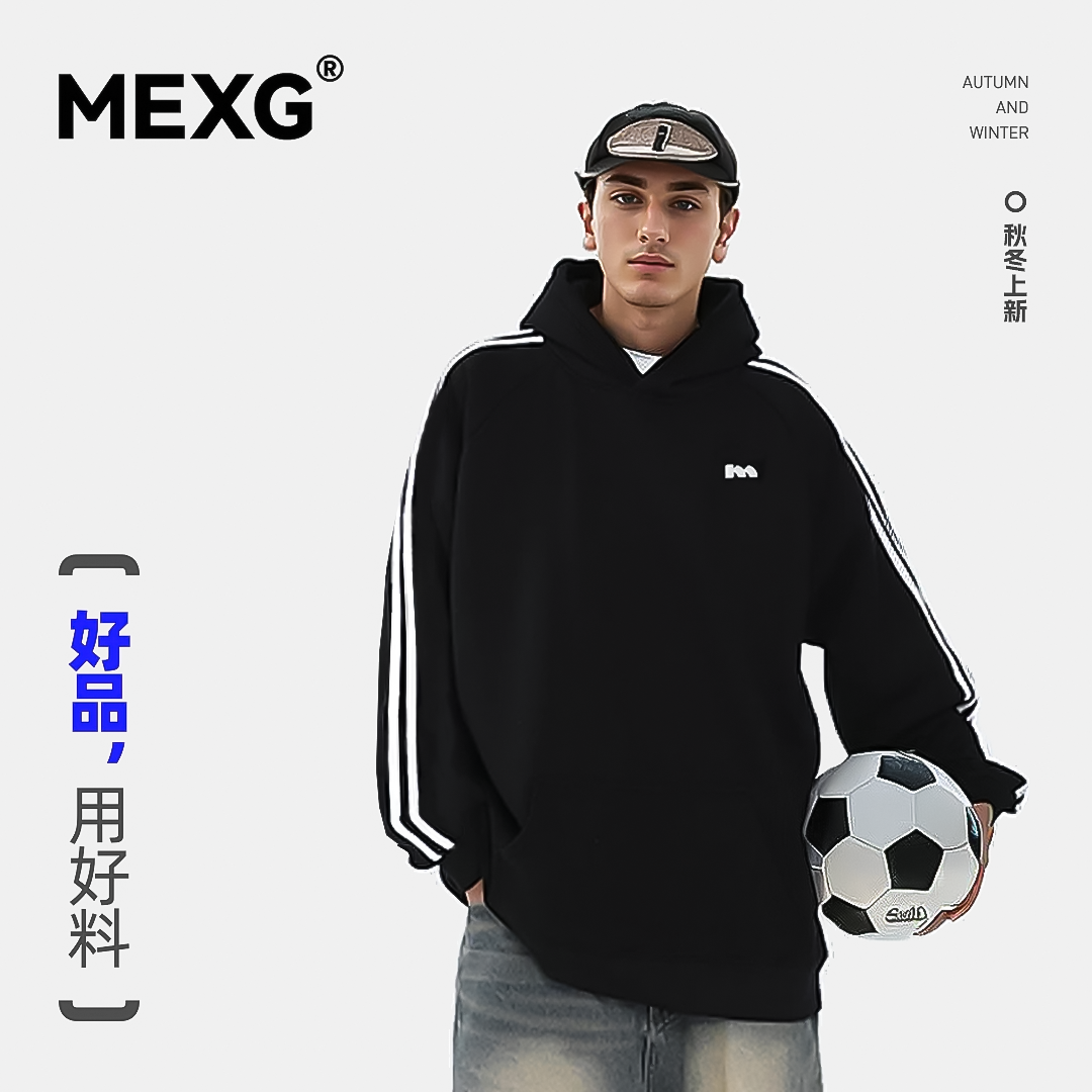 【“设计师学院风款织带”卫衣】MEXG！休闲舒适耐穿！连帽衫情侣秋W156