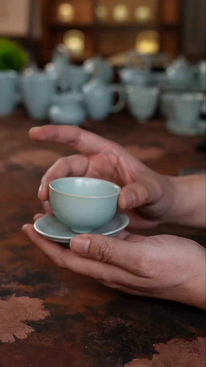 北溪堂聆云杯配杯垫-天青色