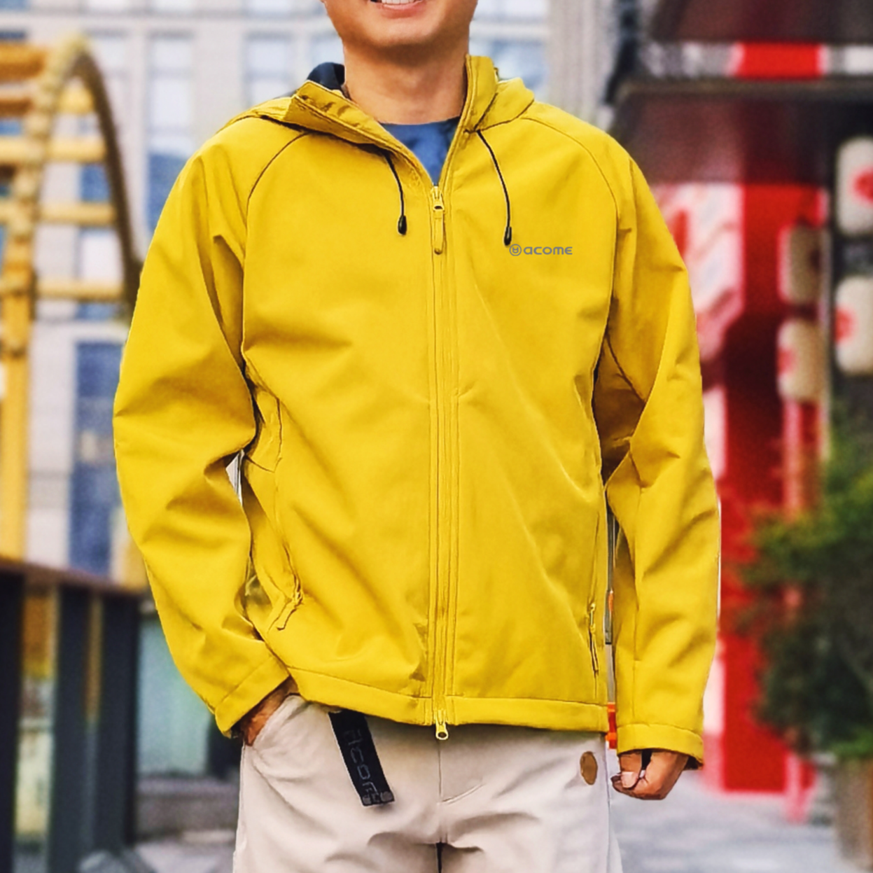 阿珂姆户外软壳加绒防风防泼水保暖弹力外套秋冬季连帽夹克旅游