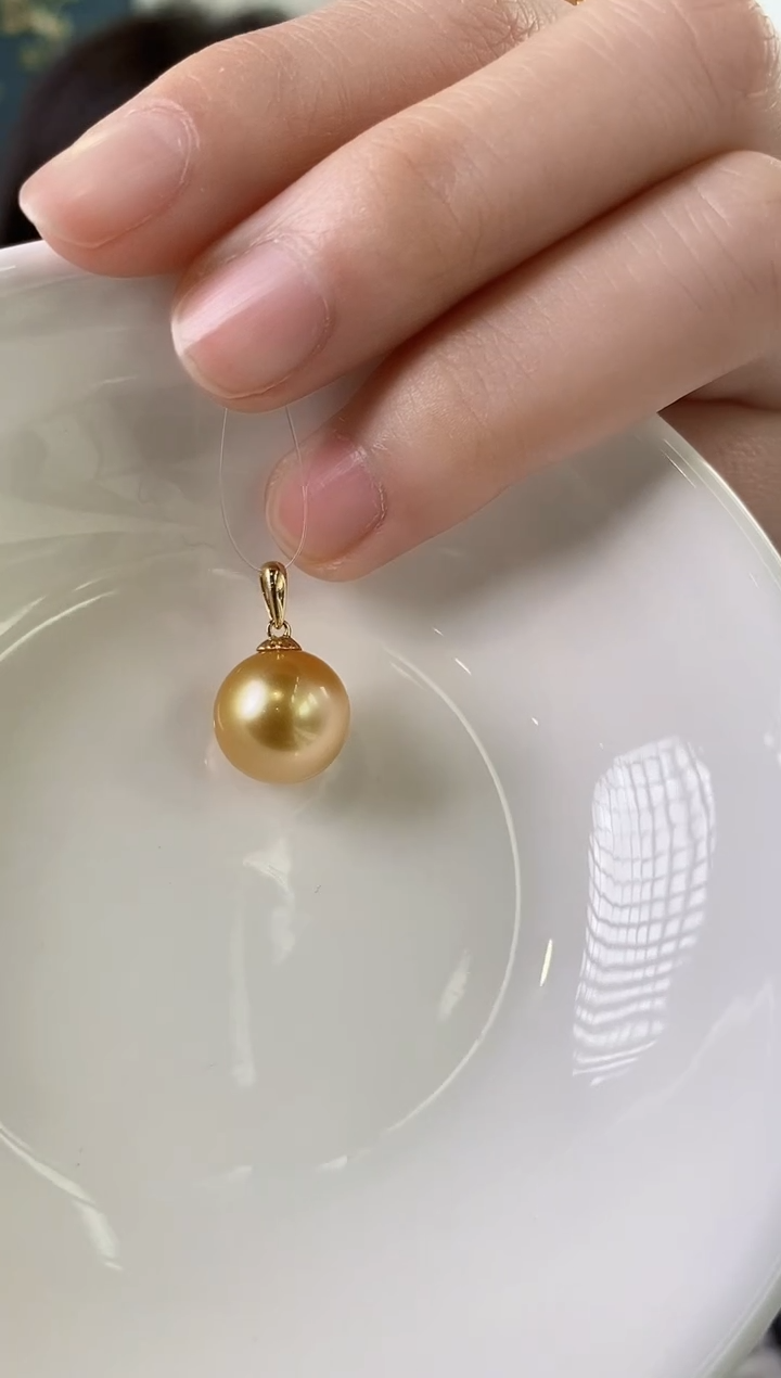 【闪购商品】海水珍珠吊坠(不含链)18K金镶嵌11-12南洋金珍珠吊坠