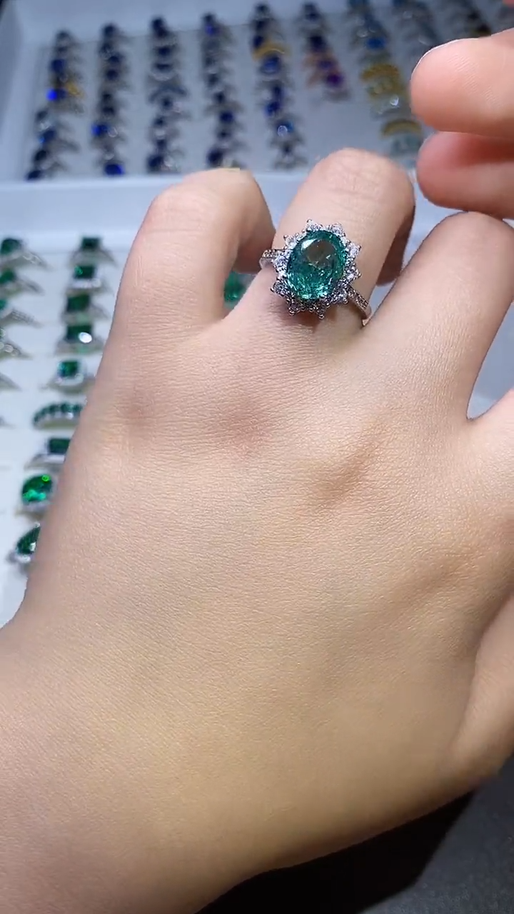 【闪购商品】海蓝宝石戒指银S925镶嵌.......