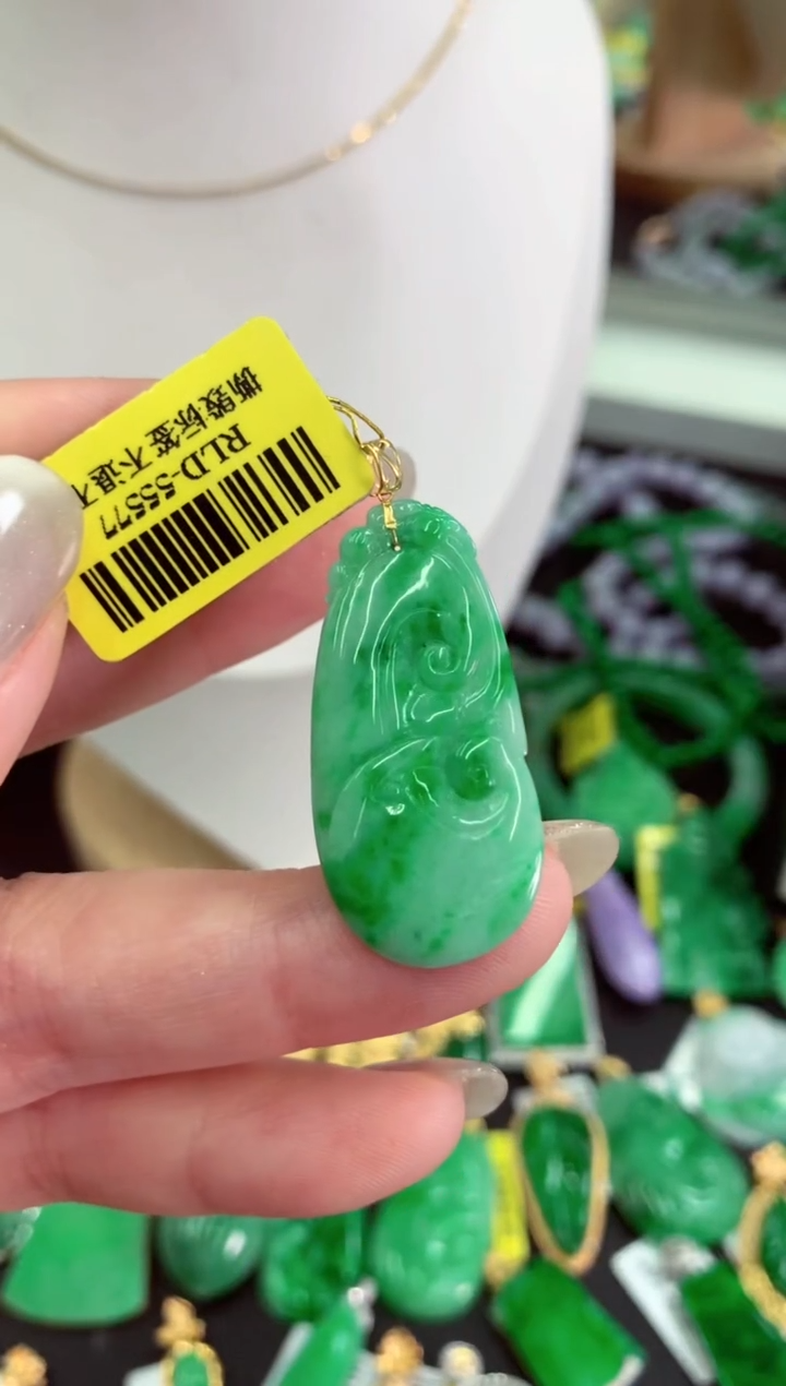 翡翠18K金镶嵌吊坠(不含链)挂件