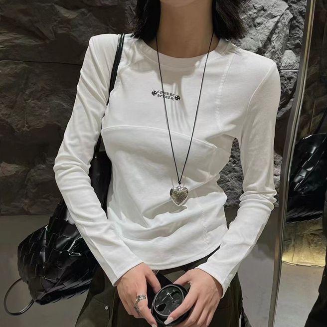 圆领长袖打底衫T恤女2025秋季新款修身显瘦套头内搭洋气上衣