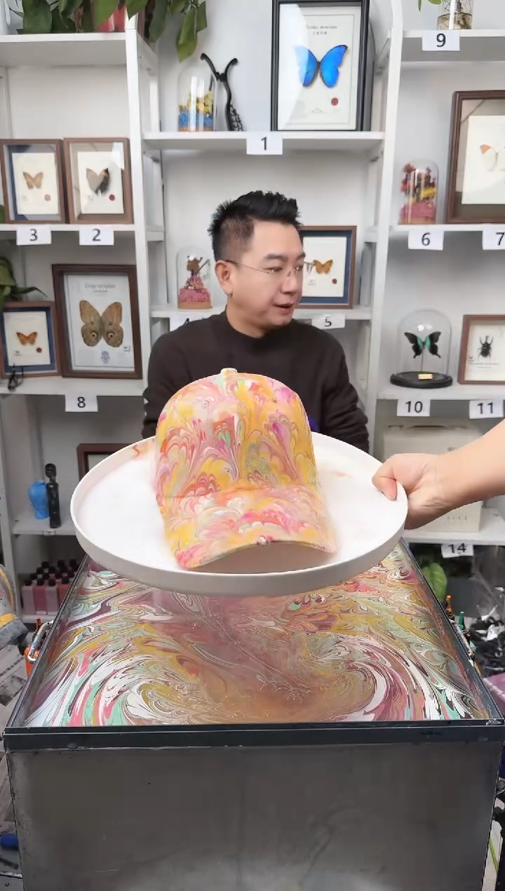 纯棉成人款凤尾纹水拓帽