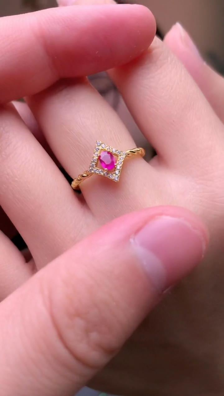 【闪购商品】红宝石戒指银S925镶嵌戒指