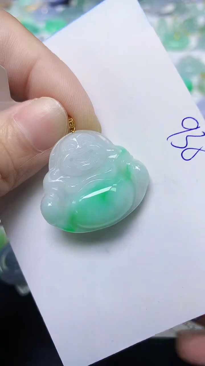 翡翠18K金镶嵌颈饰天然自然緬甸A貨翡翠