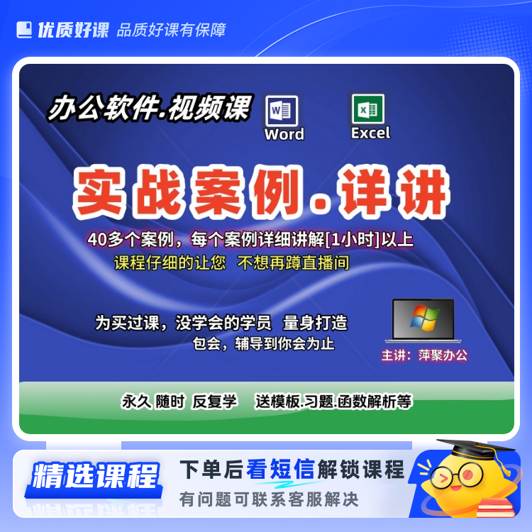 职场办公 实战案例课(近50个完整案例)下单后看短信解锁课程