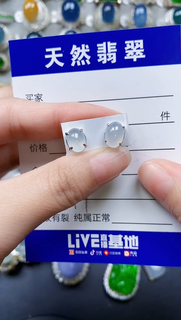 翡翠银S925镶嵌耳饰0277