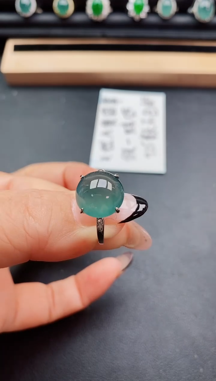 翡翠戒指银S925镶嵌508500