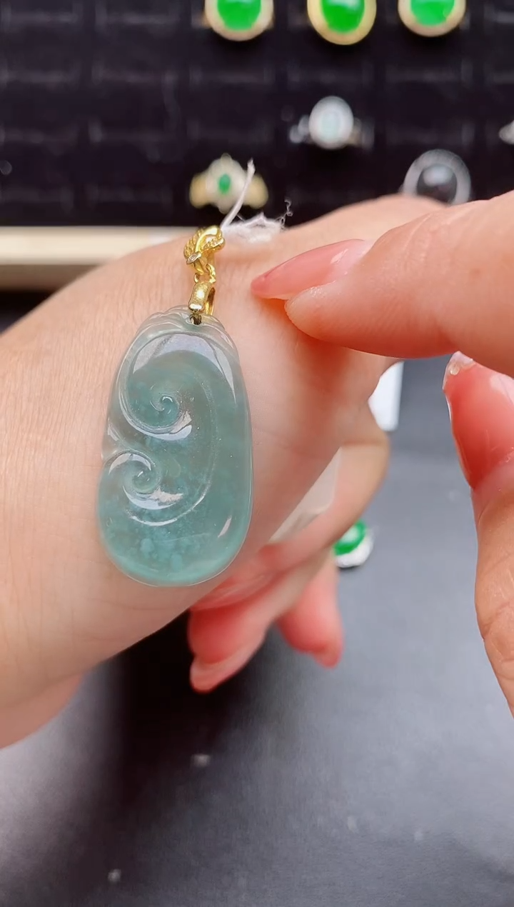 【闪购商品】翡翠吊坠(赠链)银S925镶嵌508050