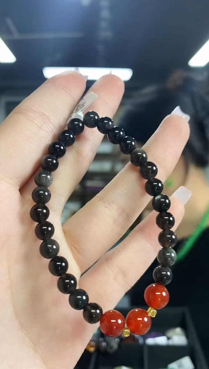 黑曜岩未镶嵌手链闪购链接  多样性发其一颜色微差