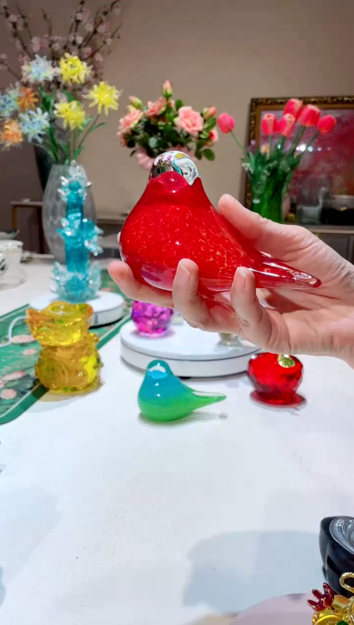 【闪购商品】琉璃手工艺品红色小鸟