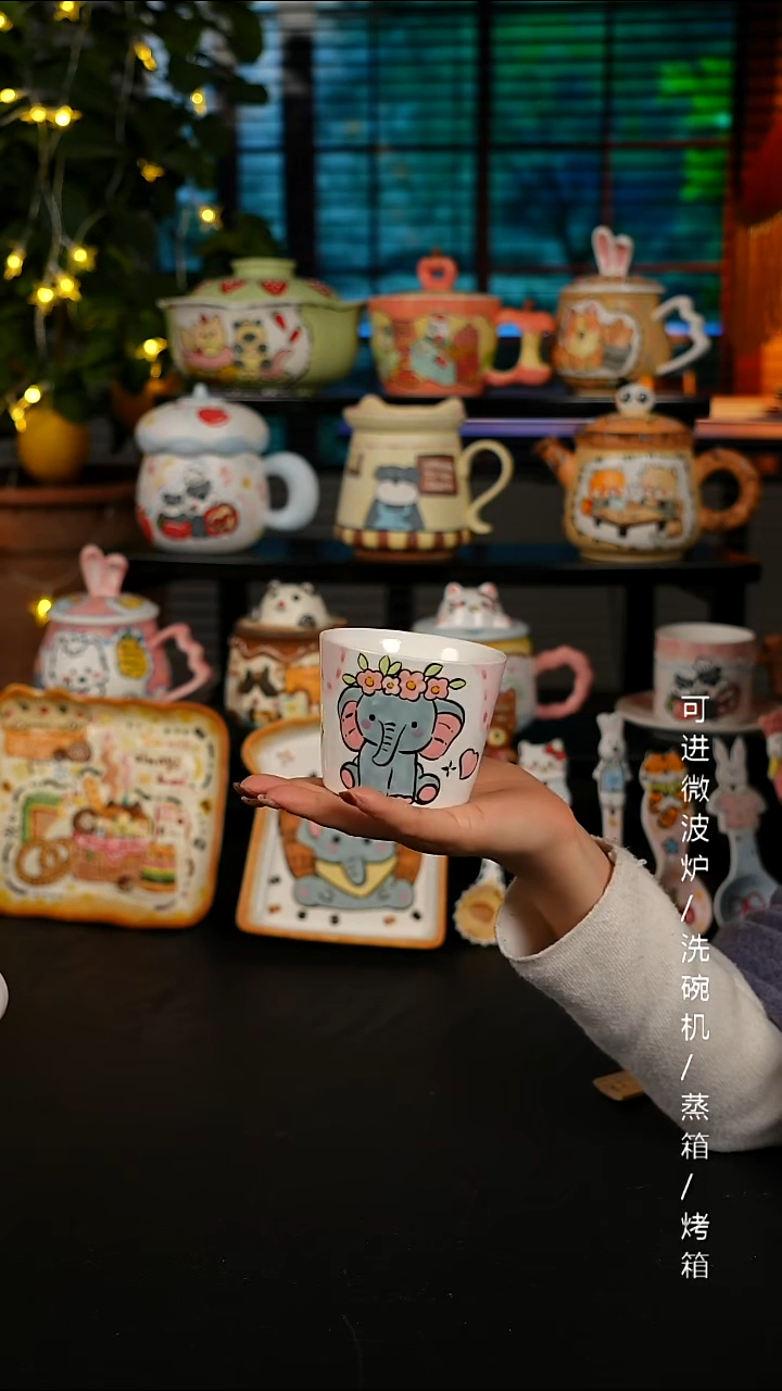 陶瓷无盖款景德镇高温釉下彩纯手绘创意瓷