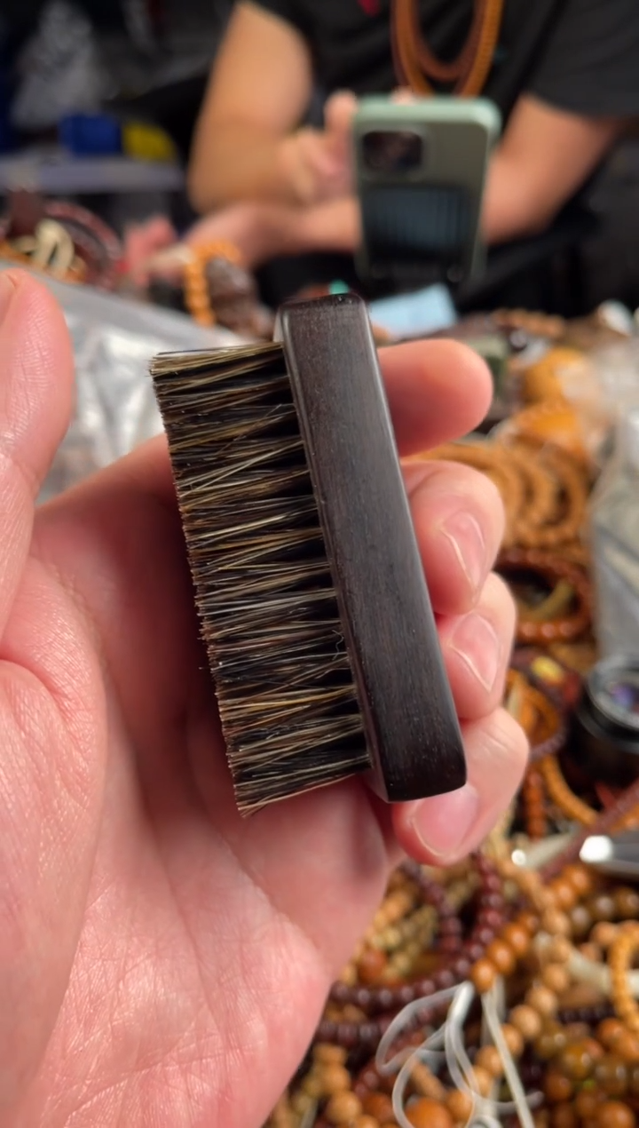 风车木（黑檀木）王胖子文玩工作室猪鬃方块刷子
