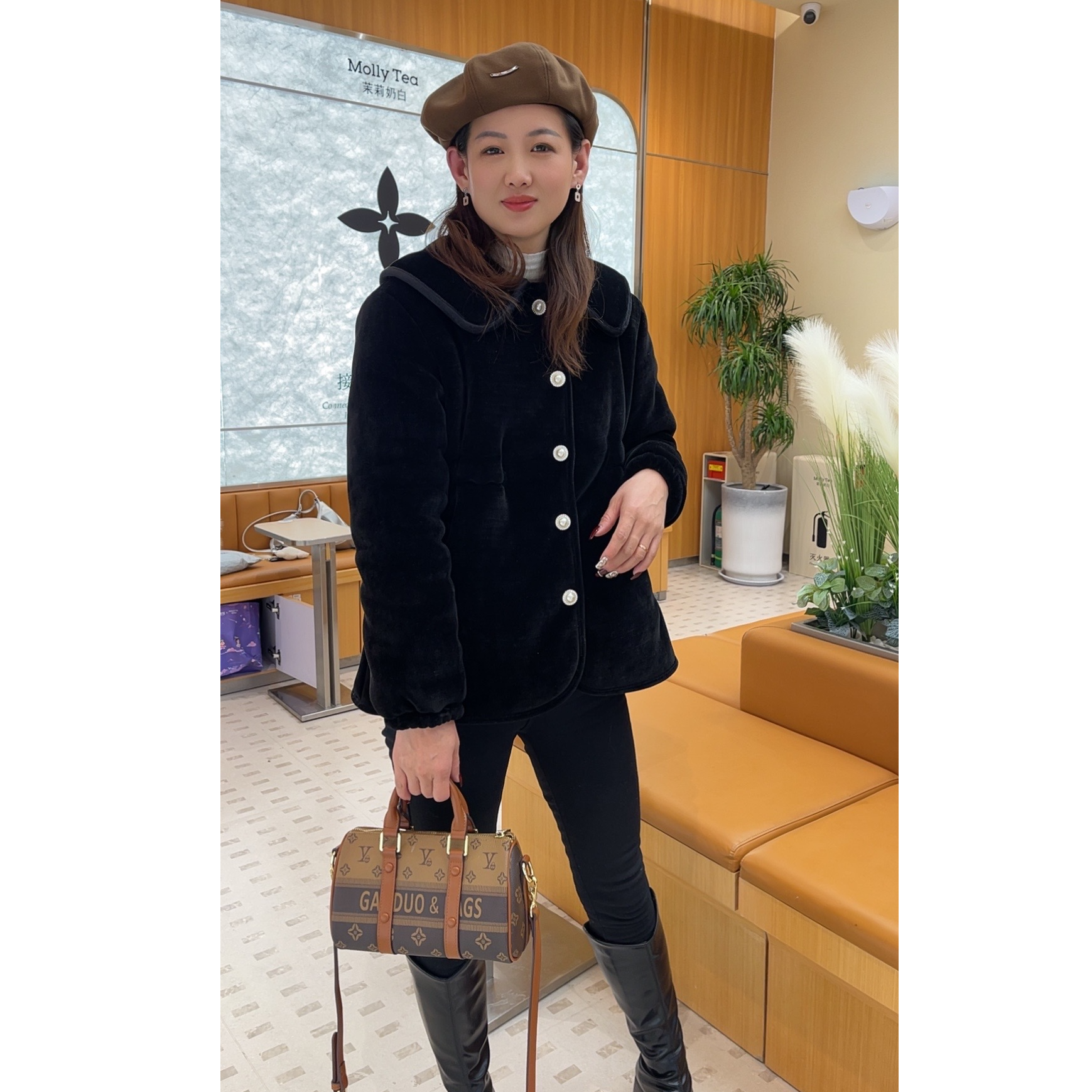 冬季名媛女士外穿睡衣家居服6169【单件上衣】黑色加绒加厚保暖