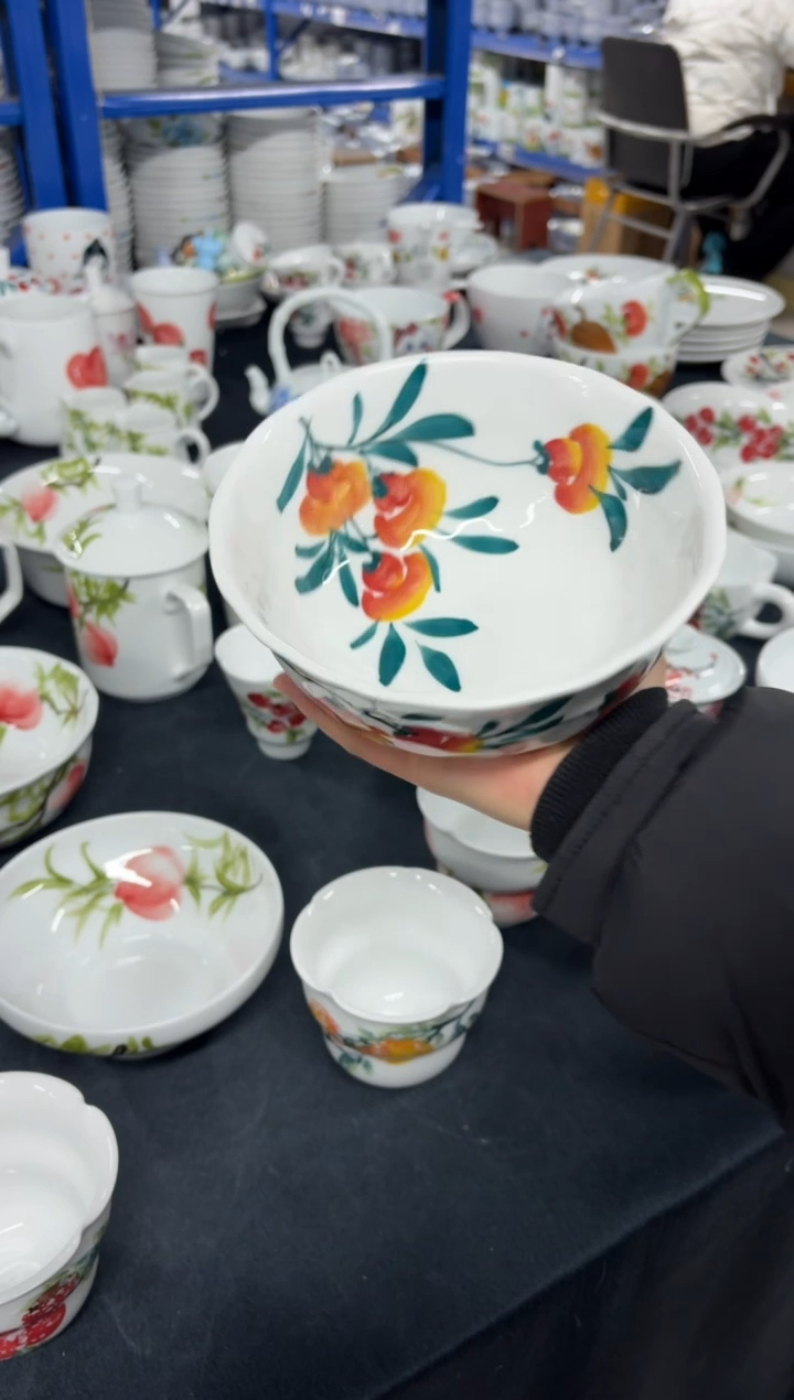景德镇高温陶瓷食品级手绘釉中彩-捏捏碗