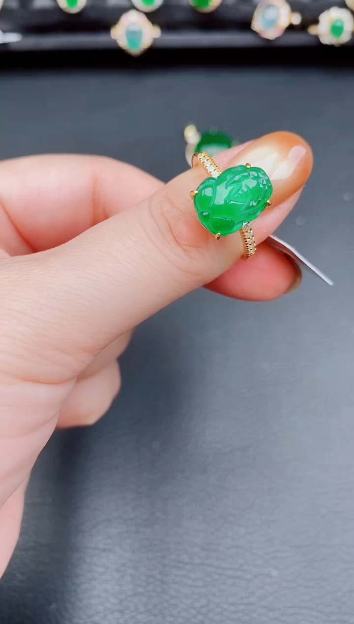 【闪购商品】翡翠戒指银S925镶嵌天然a货翡翠173