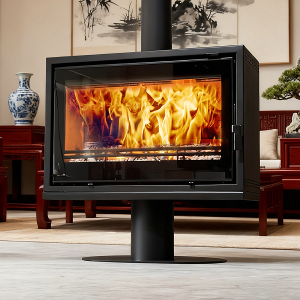 senmeiIMX2D2/L2/L3轻奢全面屏真火壁炉双层别墅自建房取暖柴火炉