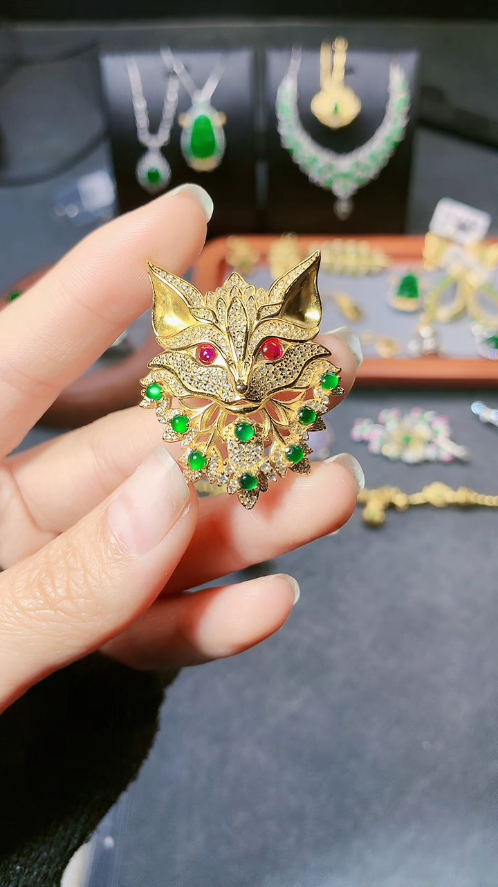 【闪购商品】翡翠耳饰银S925镶嵌胸针
